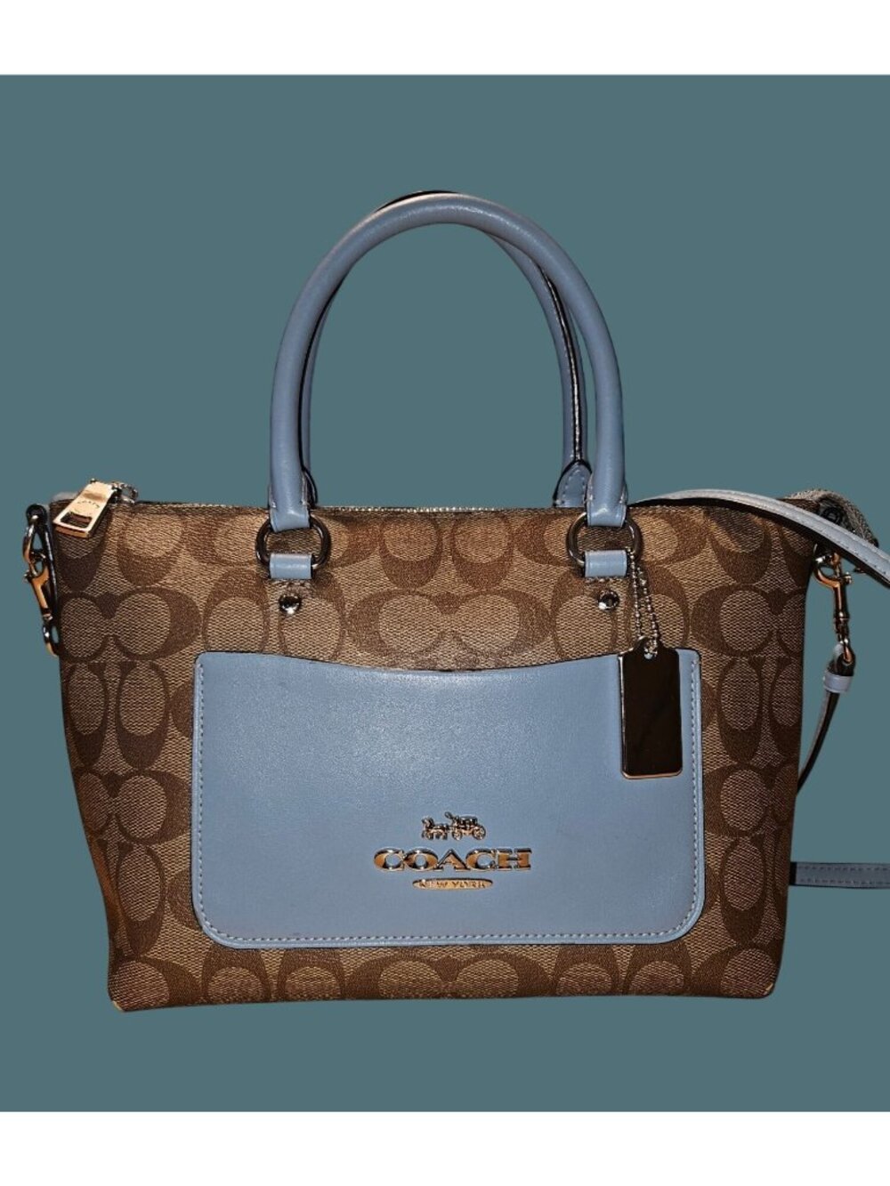 Coach Mini Emma Monogram Signature Canvas Top Handle Satchel Crossbody Bag - Picture 2 of 16